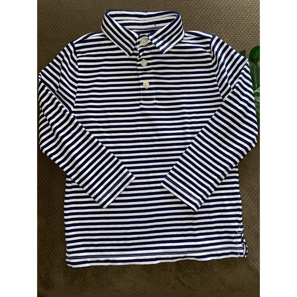 Crewcuts J. Crew Toddler Boys Size 3 Striped Long Sleeve Polo Shirt